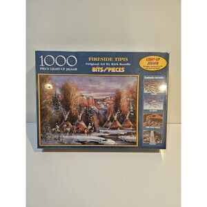 Bits & Pieces Fireside Tipis 1000 Piece Light-Up Puzzle Kit Kirk Randle 2003 NEW